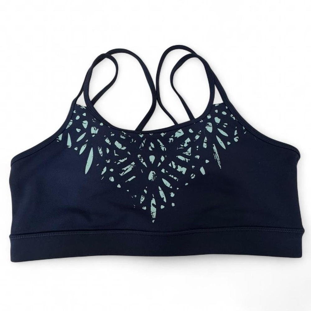 Gaiam Shine Kira Printed Strappy Back Sports Bra Size Large Yoga Activewear